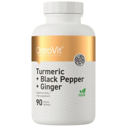 OstroVit Turmeric 300 mg + Black Pepper 2 mg + Ginger 100 mg | Куркума 300 мг + Черен пипер 2 мг + Джинджифил 100 мг | 90 таблетки, 90 дози 
