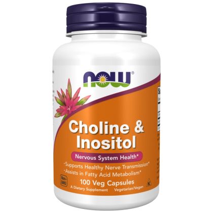 NOW Foods Choline & Inositol 500 mg | Холин & Инозитол 500 мг | 100 капсули, 100 дози 