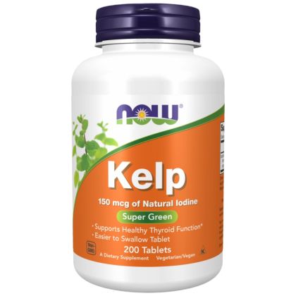NOW Foods Kelp 150 mcg of Natural Iodine | Водорасли с 150 мкг Натурален Йод | 200 таблетки 