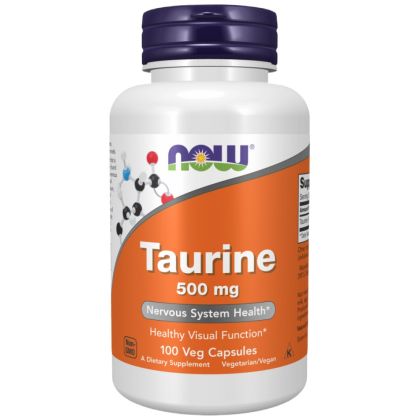 NOW Foods Taurine 500 mg | Таурин | Аминокиселина за Нервна Система и Спорт | 100 капсули 