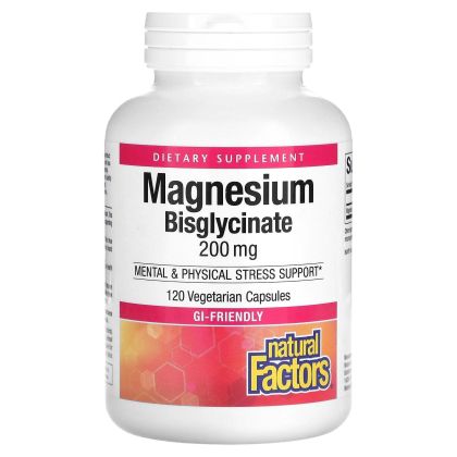 Natural Factors Magnesium Bisglycinate 200 mg | Магнезий Бисглицинат 200 mg | 120 капсули, 120 дози
