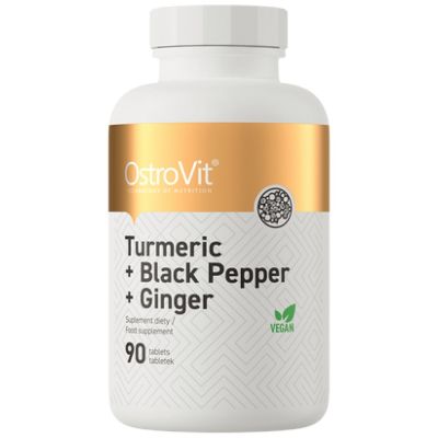 OstroVit Turmeric 300 mg + Black Pepper 2 mg + Ginger 100 mg | Куркума 300 мг + Черен пипер 2 мг + Джинджифил 100 мг | 90 таблетки, 90 дози 