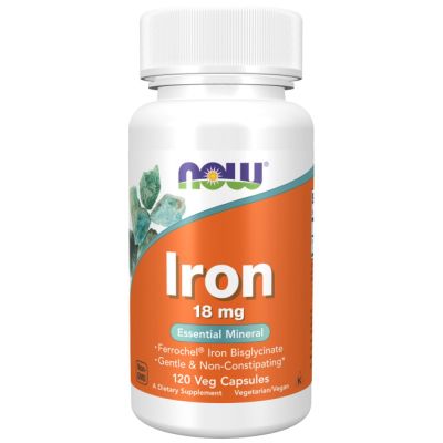 NOW Foods Iron 18 mg Ferrochel® | Желязо 18 мг Ferrochel® | 120 капсули 