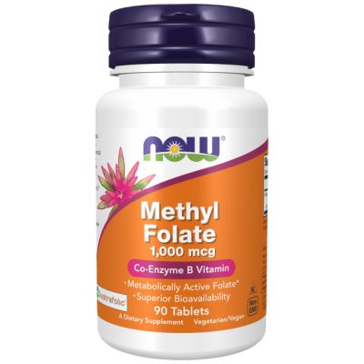 NOW Foods Methyl Folate 1000 mcg | Метилфолат 1000 мкг | Метилирана Фолиева Киселина | 90 таблетки 