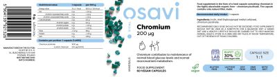 Osavi Chromium Picolinate 200 mcg | Хром Пиколинат | 60 капсули етикет