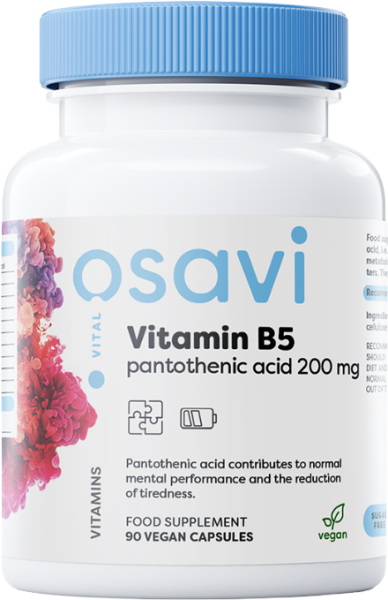Osavi Vitamin B5 | Pantothenic Acid 200 mg / Витамин Б5 (Пантотенова Киселина) 200 мг | 90 капсули 