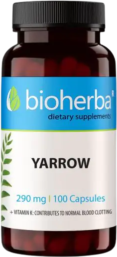 Bioherba Yarrow Flowers 290 mg | Бял равнец 290 mg | 100 капсули, 100 дози