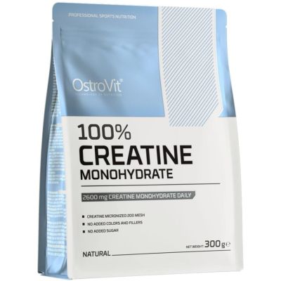 OstroVit Creatine Monohydrate 300 g, креатин монохидрат, микронизиран креатин, creatine monohydrate, creatine powder, OstroVit, креатин 300 g, 120 дози, спортни добавки 